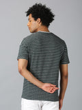 UrGear Cotton Stripes Half Sleeves Round Neck Mens T-Shirt