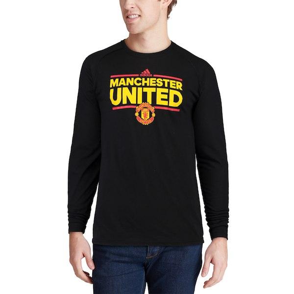 Men's adidas Black Manchester United Dassler Ultimate Long Sleeve climalite T-Shirt - Titan Plus