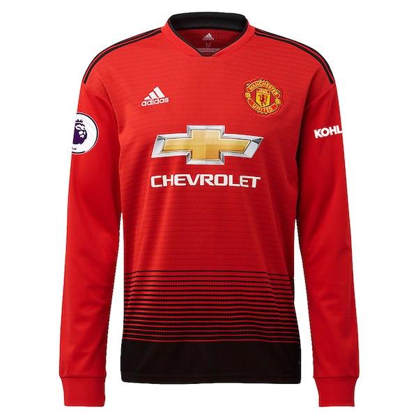 Men's adidas Red Manchester United 2018/19 Home Replica Long Sleeve Custom Jersey - Titan Plus