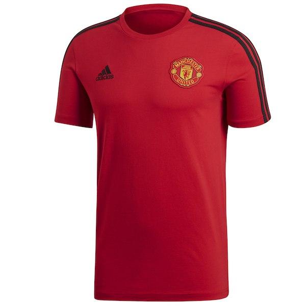 Men's adidas Red/Black Manchester United Three-Stripe Shoulder T-Shirt - Titan Plus