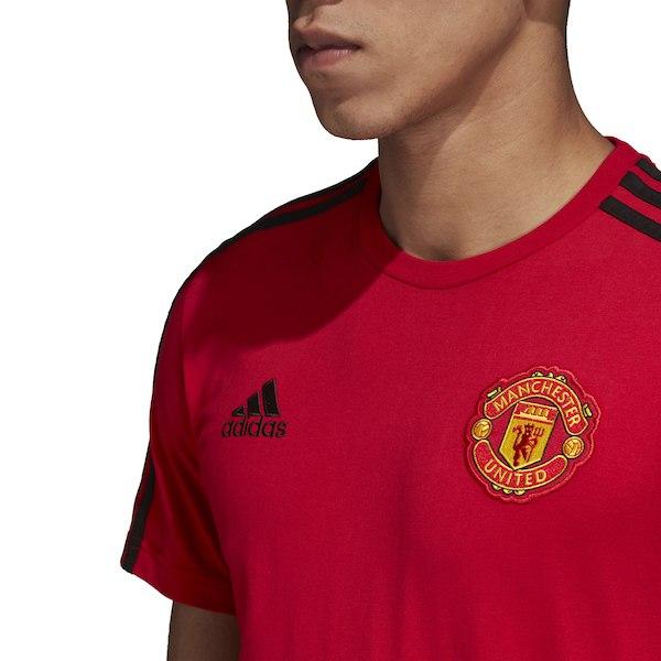 Men's adidas Red/Black Manchester United Three-Stripe Shoulder T-Shirt - Titan Plus